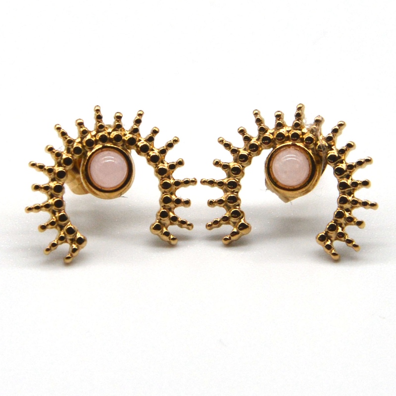 Forgyldte agat øreringe, rustfrit stål guld damer øreringe Kina Ruifanbao smykker forarbejdning fabrik