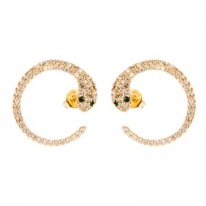 INS europæisk og amerikansk grænseoverskridendenye produkt øreringe overdrevet personlighed slangeformede øreringe mikroindlæs zircon hip-hop c-formede slangeøreringe