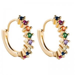 Øreringe europæiske og amerikanske grænseoverskridende kilder indlagt farverige zircon geometriske runde øreringe hip hop kobber forgyldte smykker